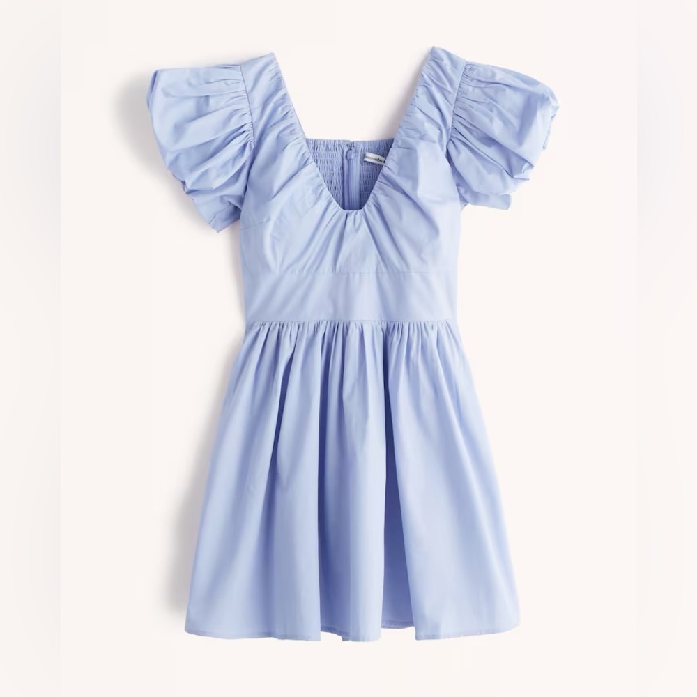Abercrombie & Fitch Light Blue Puff-Sleeve Romper